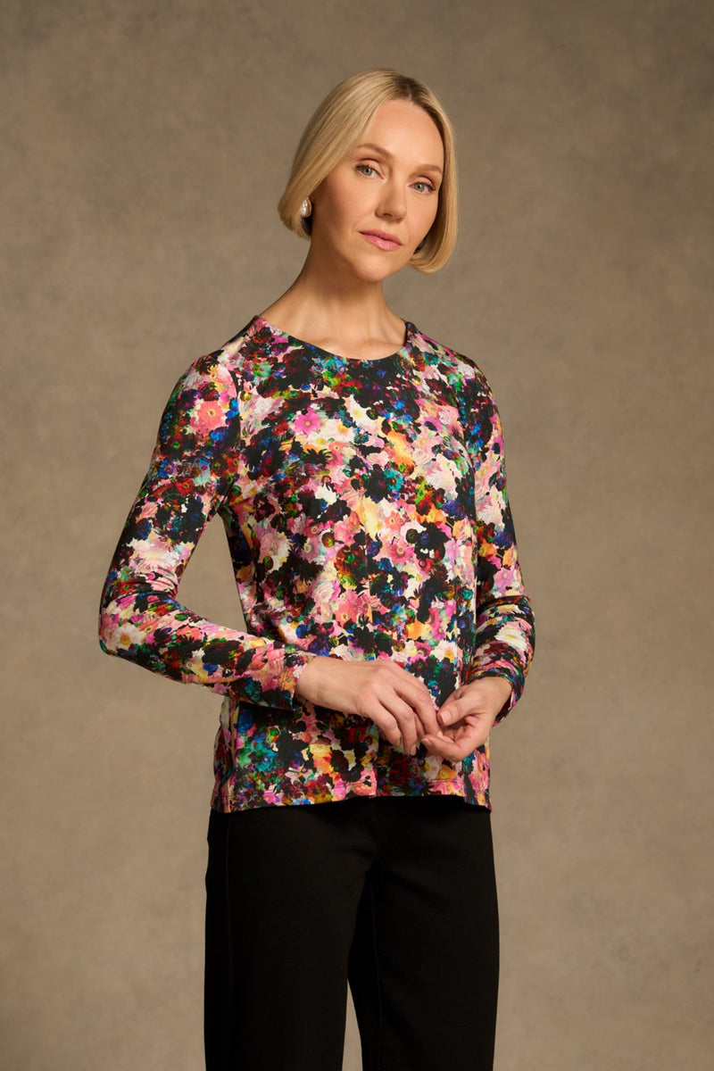Double Layer Long Sleeve T-Shirt - Floral Collage Print