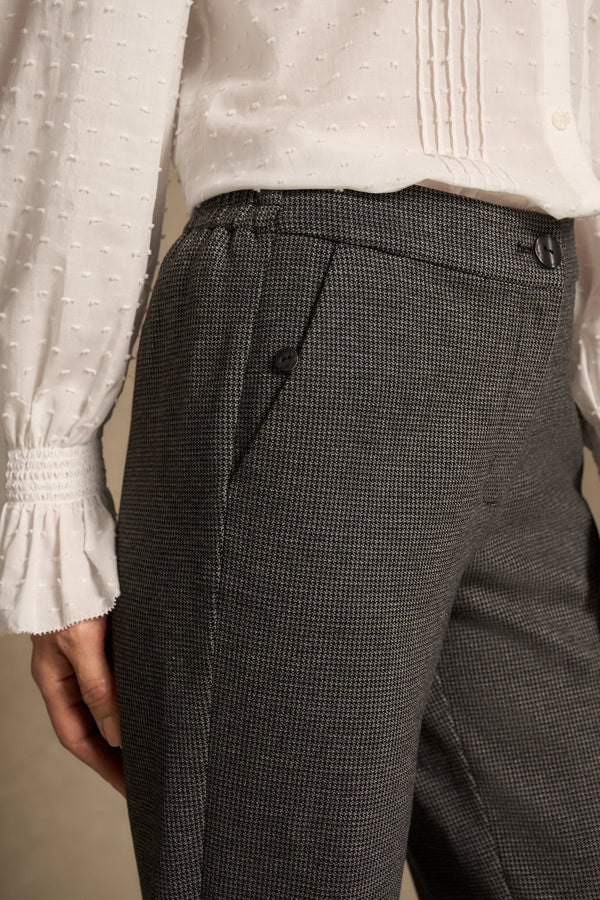 Tab Detail Ponte Pant - Mini Houndstooth