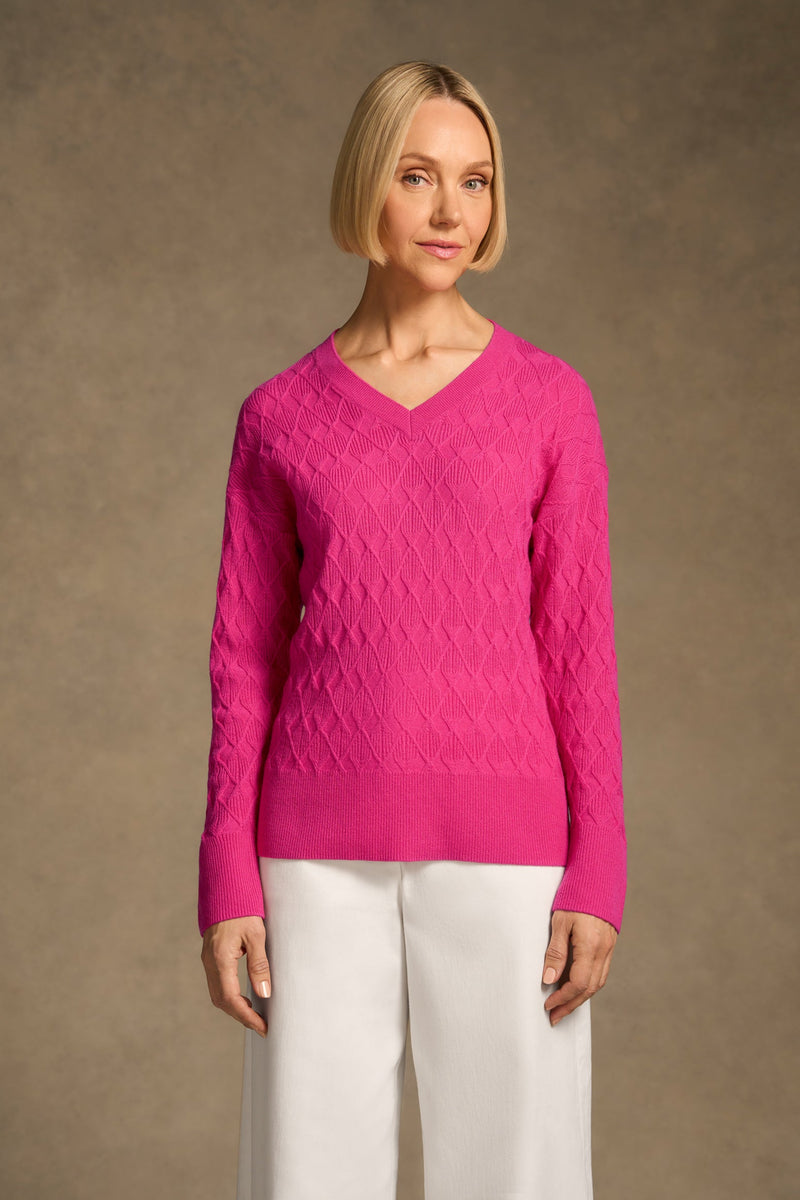 Merino Jacquard Knit - Hot Pink