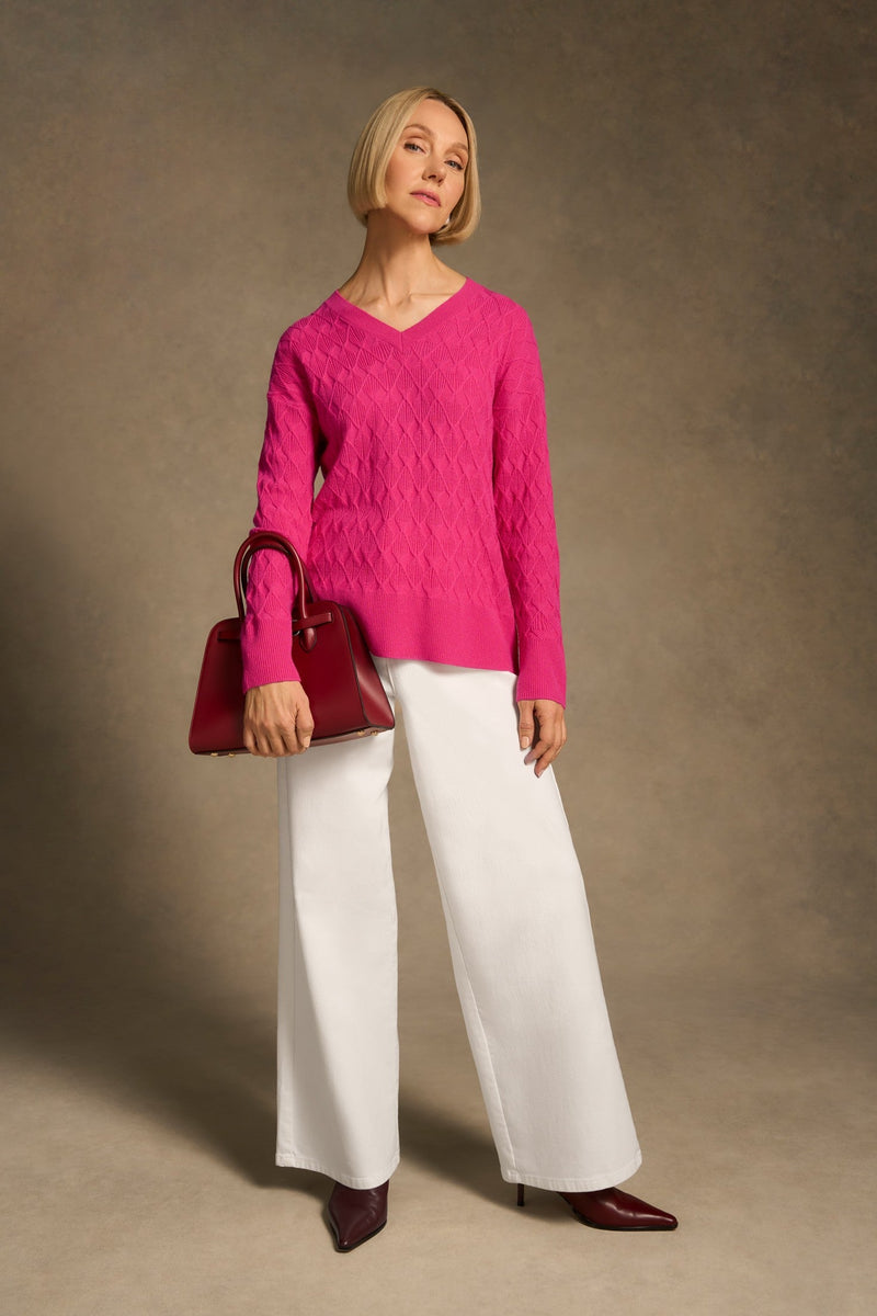Merino Jacquard Knit - Hot Pink