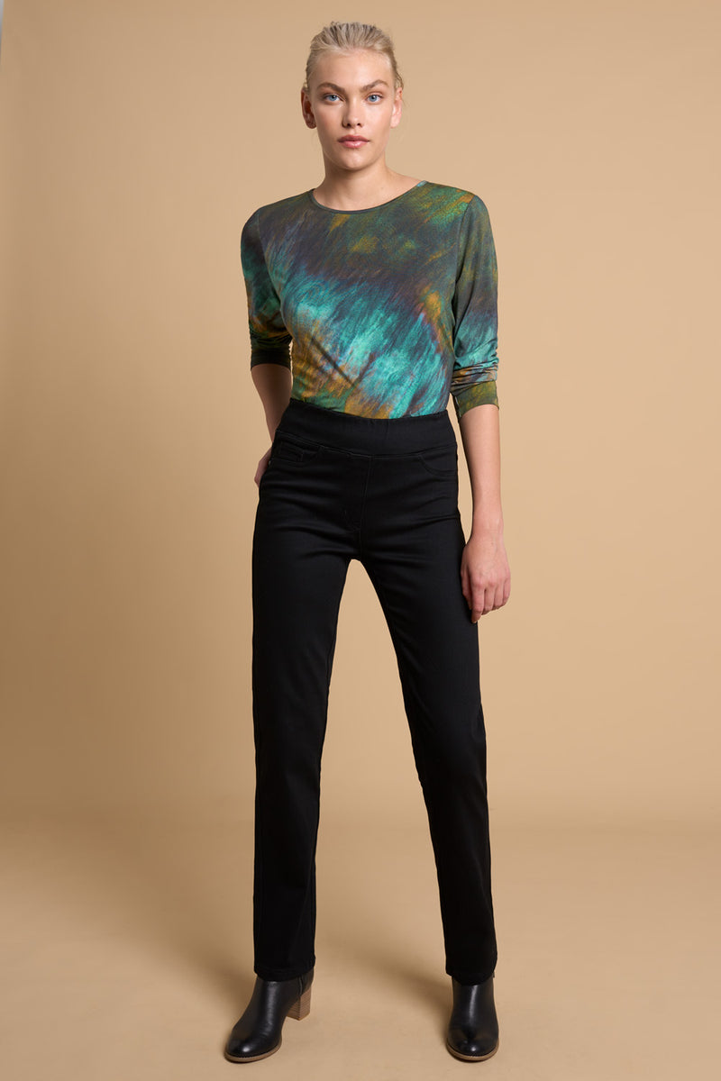 Bengajean Full Length Straight Leg Cashmere Feel - Black