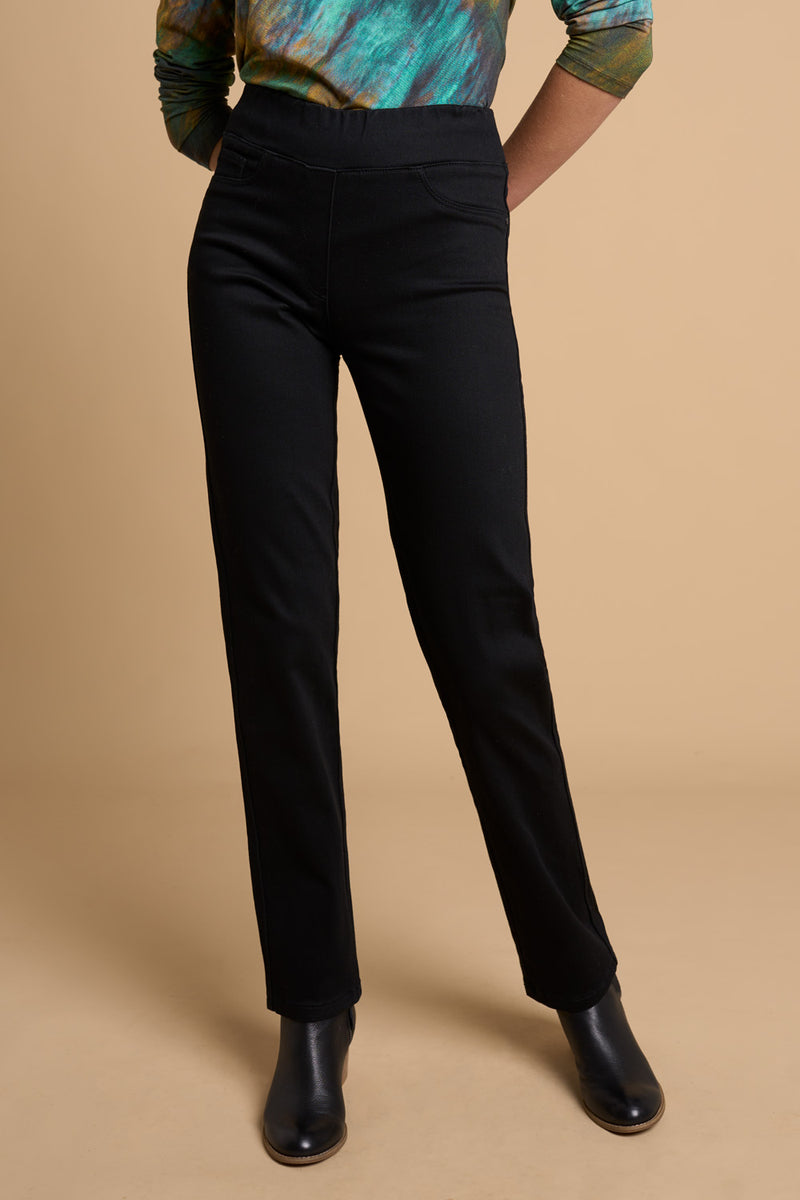 Bengajean Full Length Straight Leg Cashmere Feel - Black