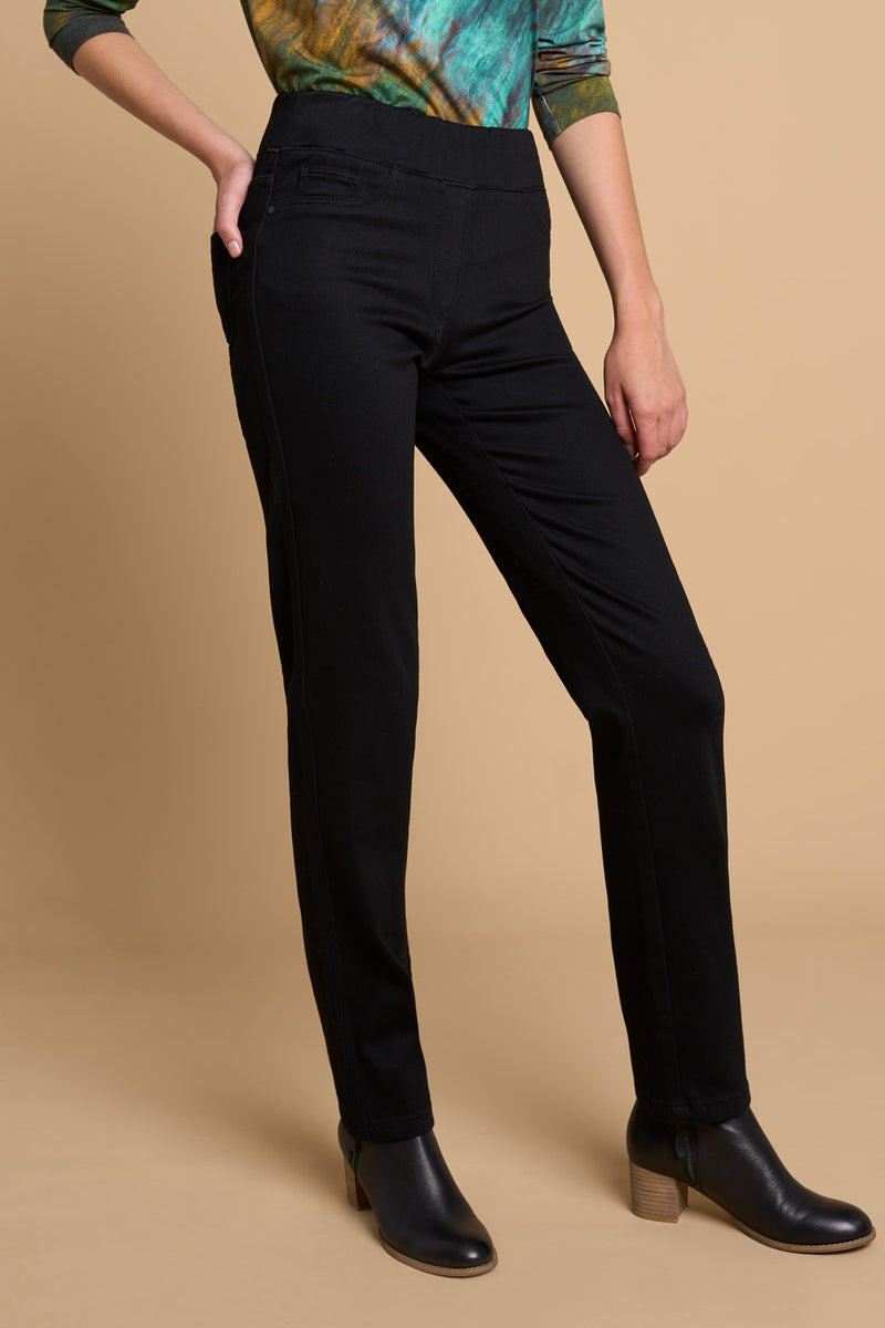 Bengajean Full Length Straight Leg Cashmere Feel - Black