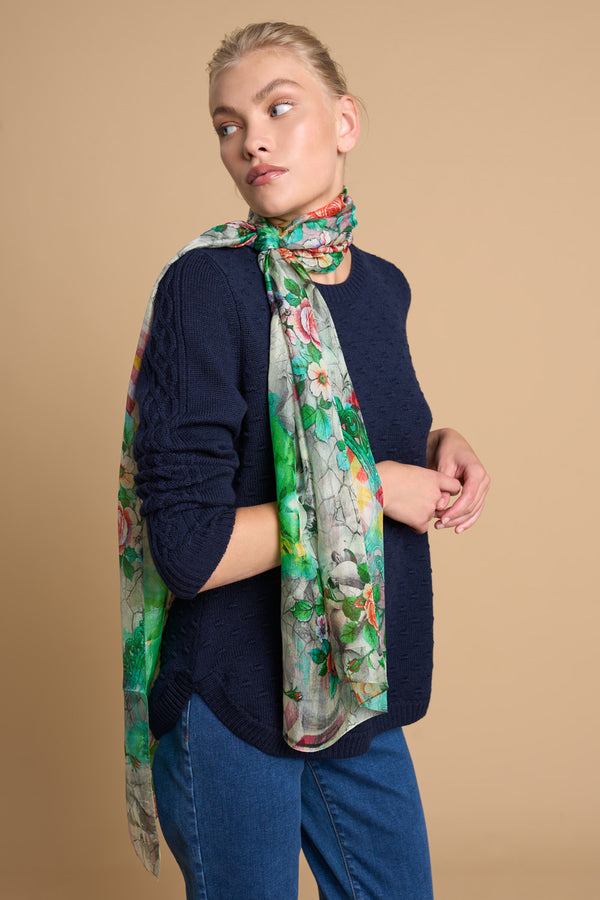 Green Multi Floral Scarf