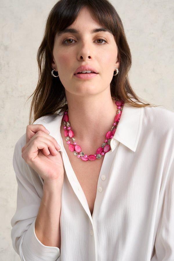 Metalic Rose Shell Necklace