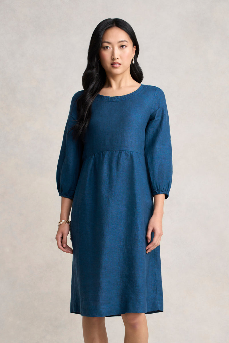 Linen Dress - Navy Delave