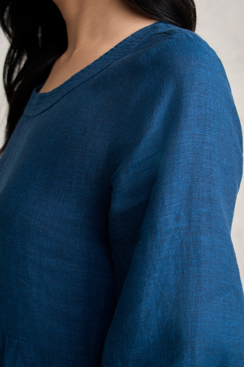 Linen Dress - Navy Delave