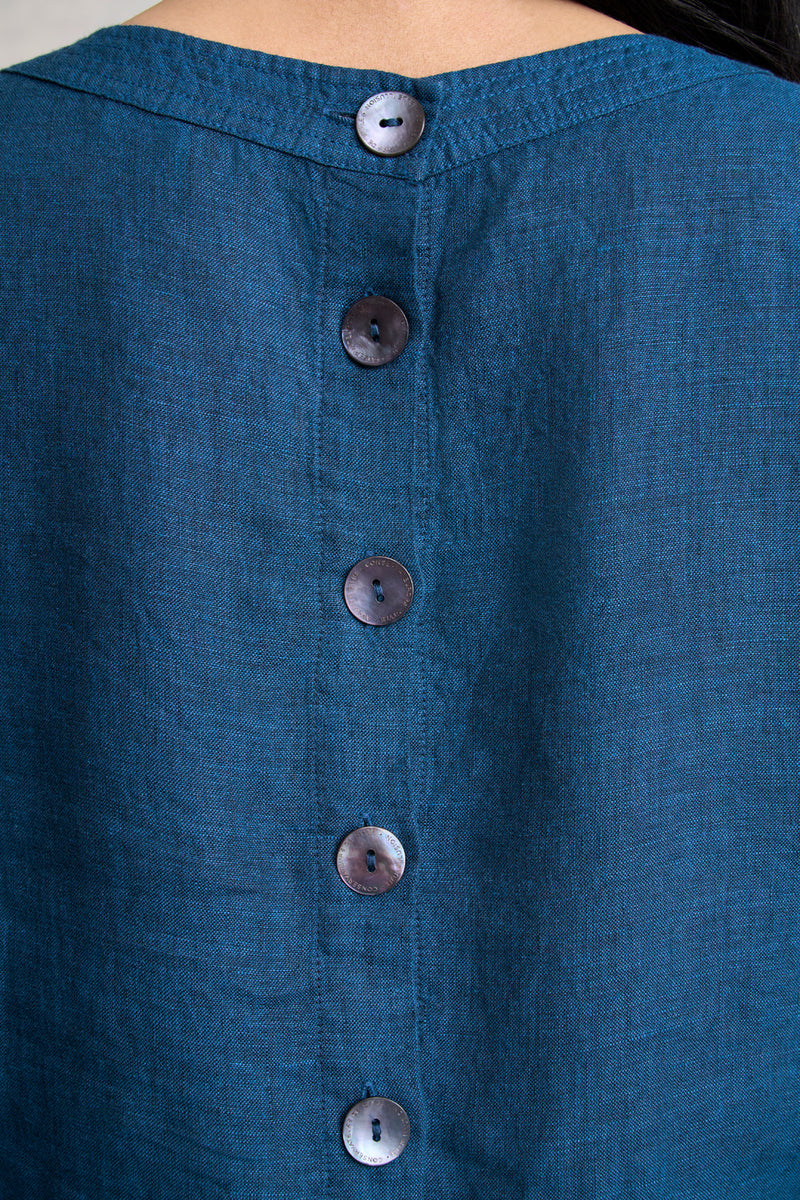 Linen Dress - Navy Delave