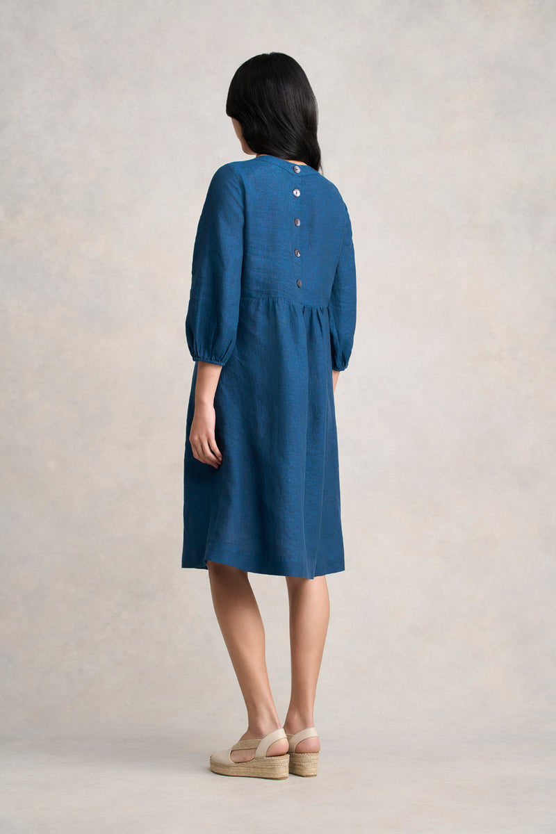 Linen Dress - Navy Delave