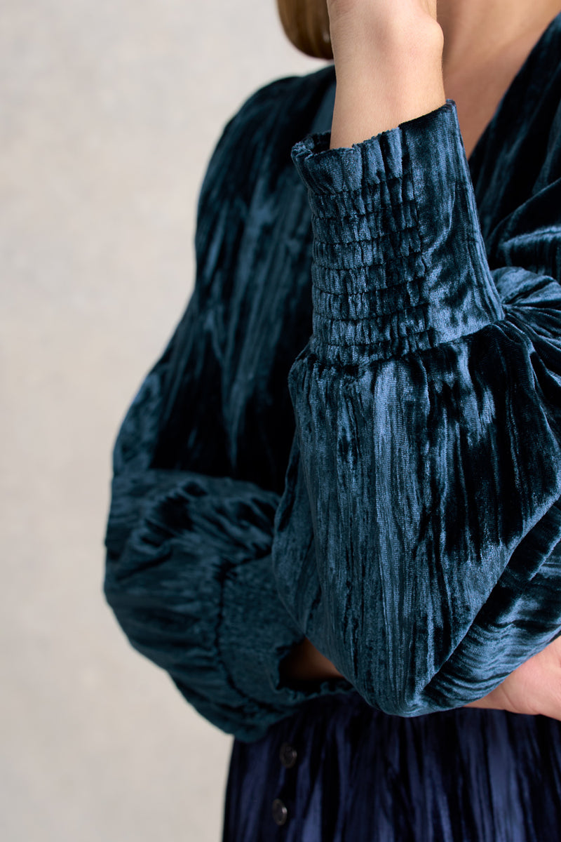 Velvet Tier Dress - Ocean