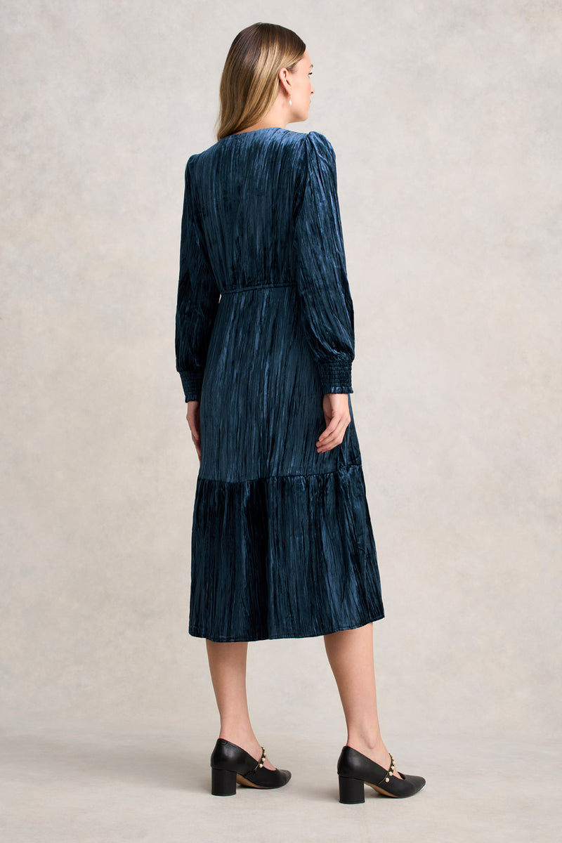 Velvet Tier Dress - Ocean