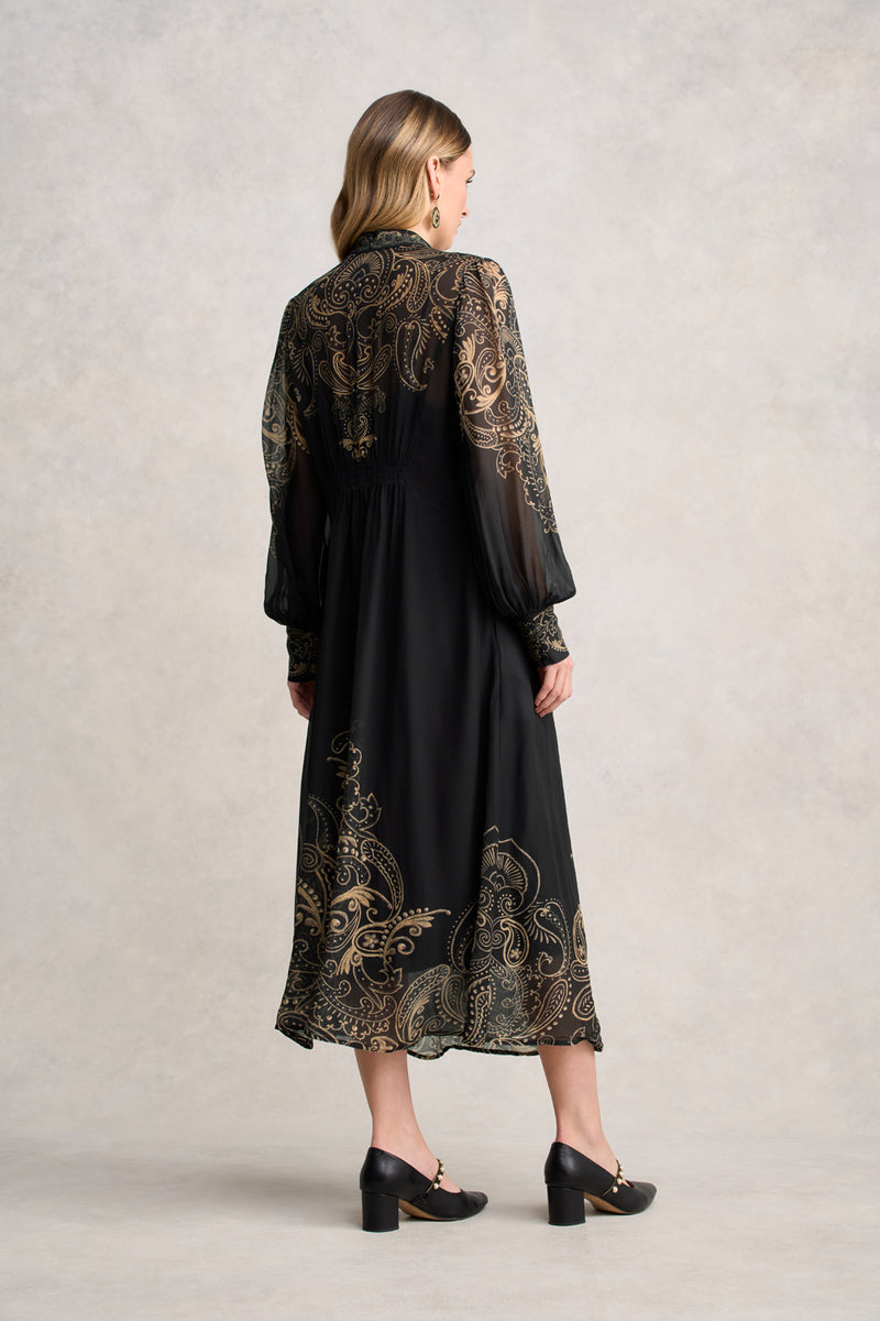 Border Print Dress - Paisley Border Print