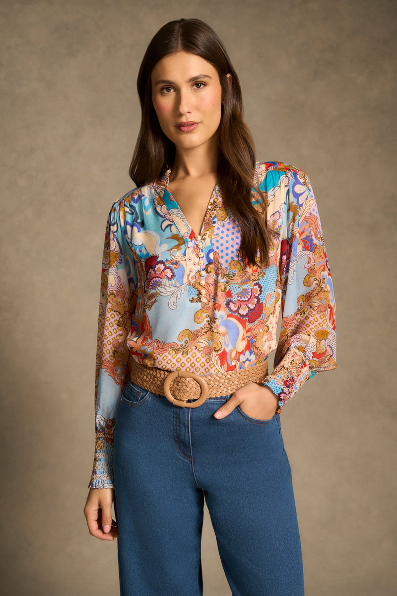 Celeste Georgette Blouse - Rococo Reverie Print