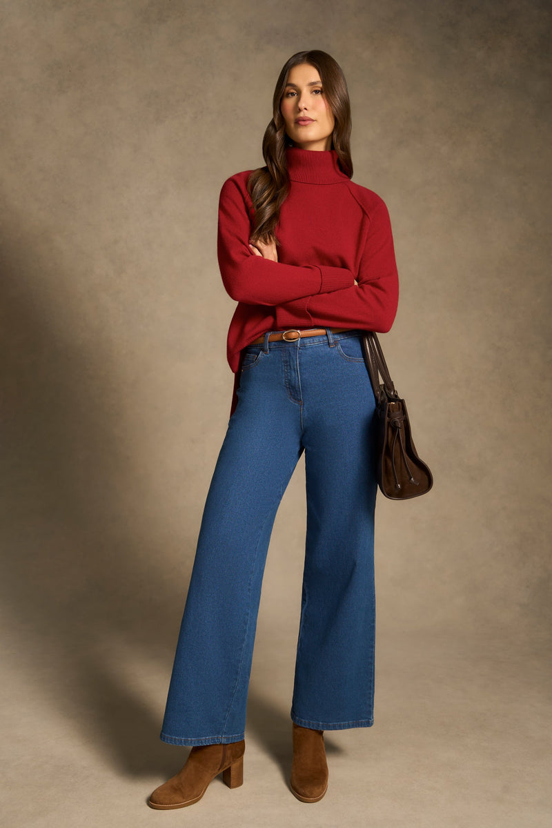 Side Split Merino Wool Jumper - Scarlet