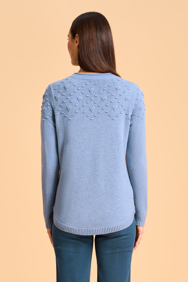 Hand Embroidered Wool Jumper - Periwinkle Blue
