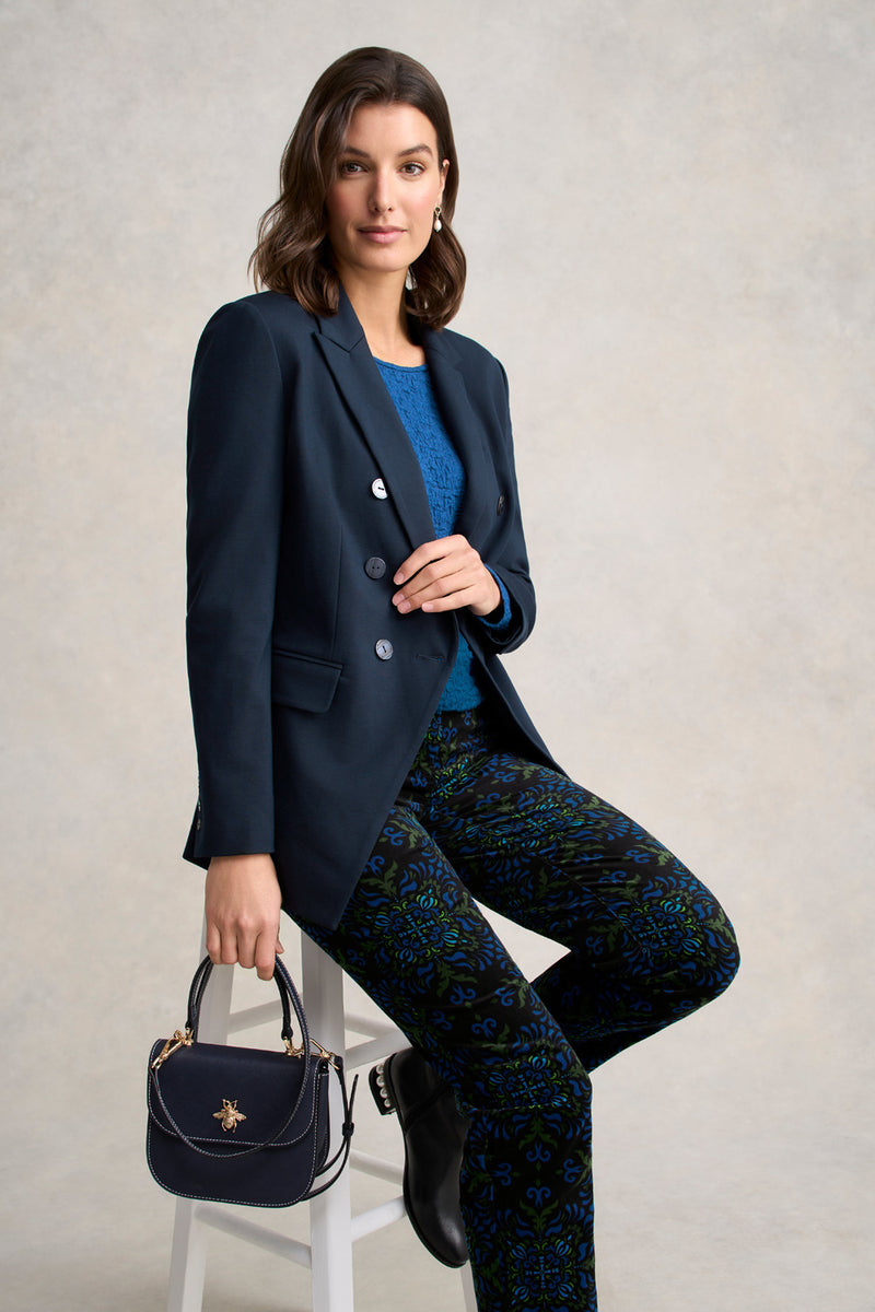 Crinkle Cotton Long Sleeve T-Shirt - Cobalt