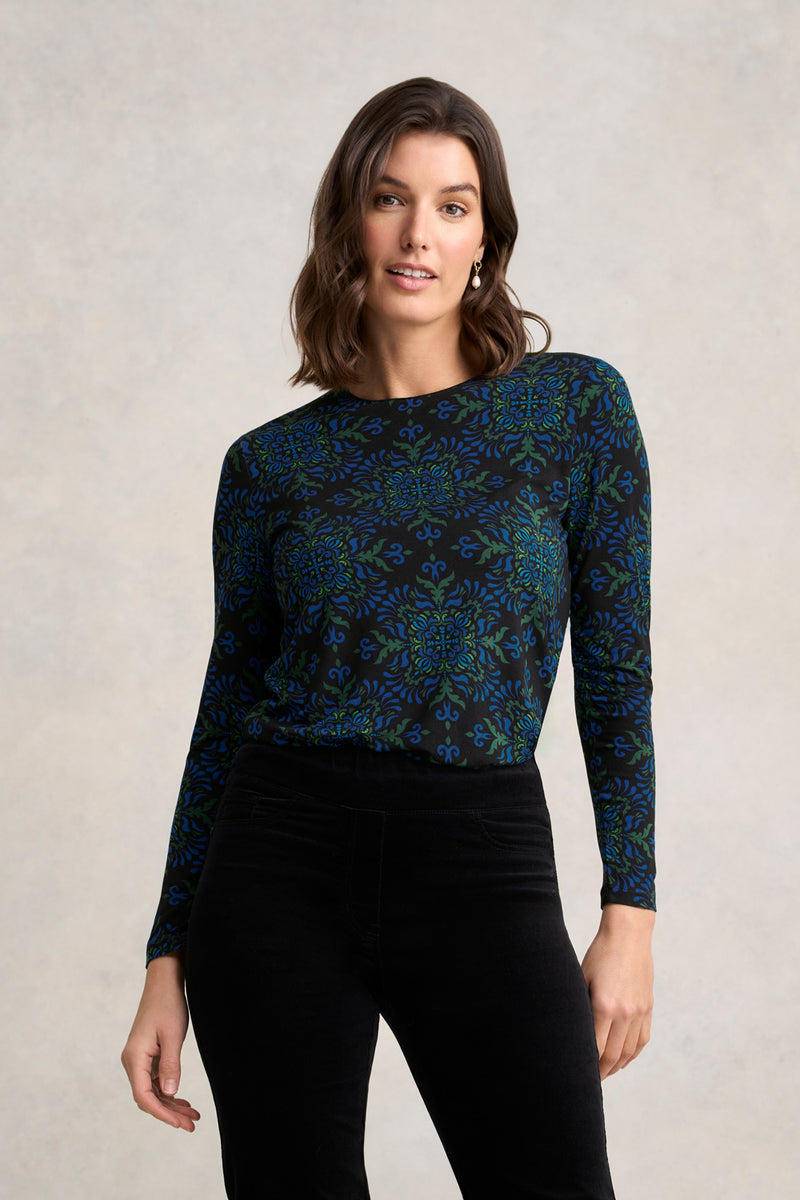 Long Sleeve Crew Neck Top - La Boheme Print