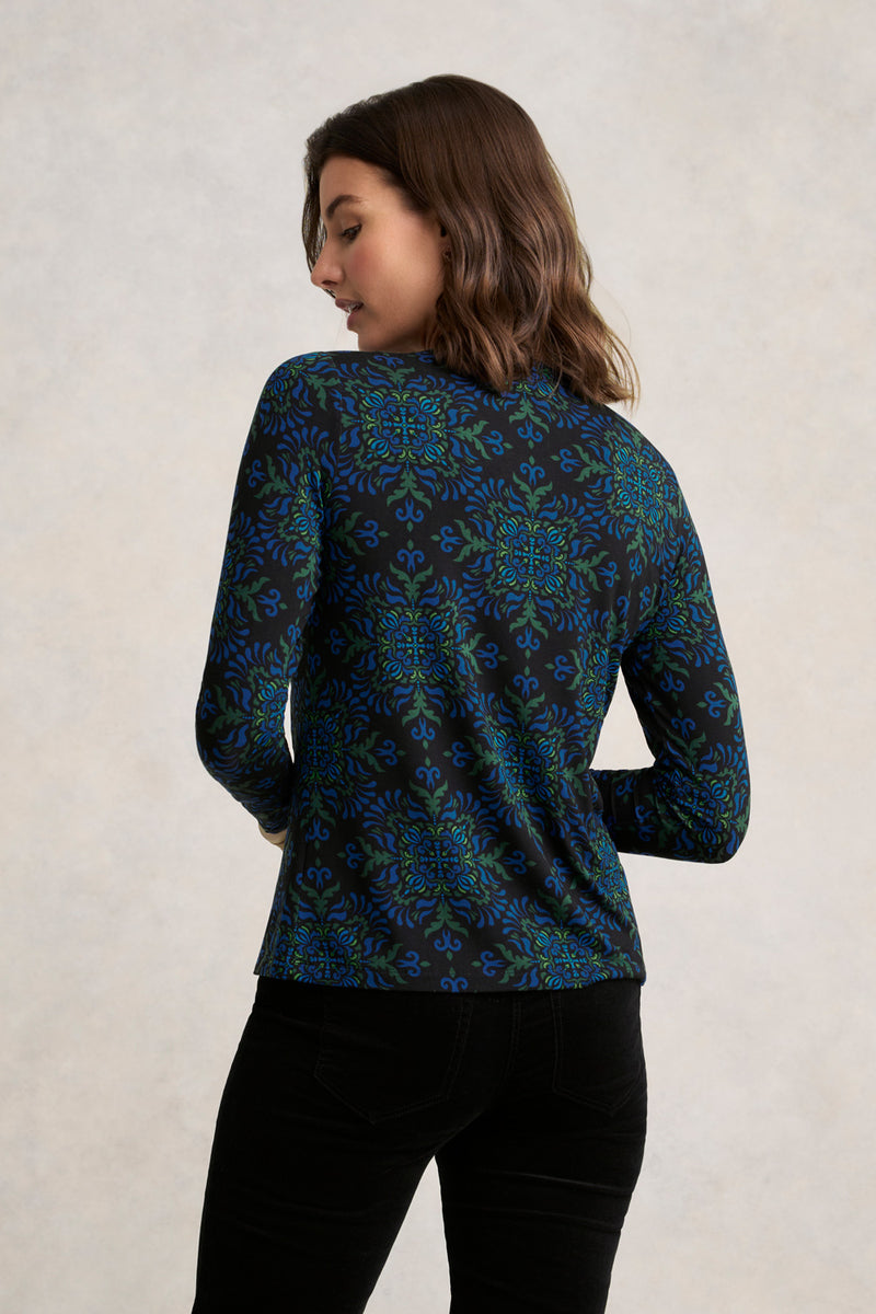 Long Sleeve Crew Neck Top - La Boheme Print