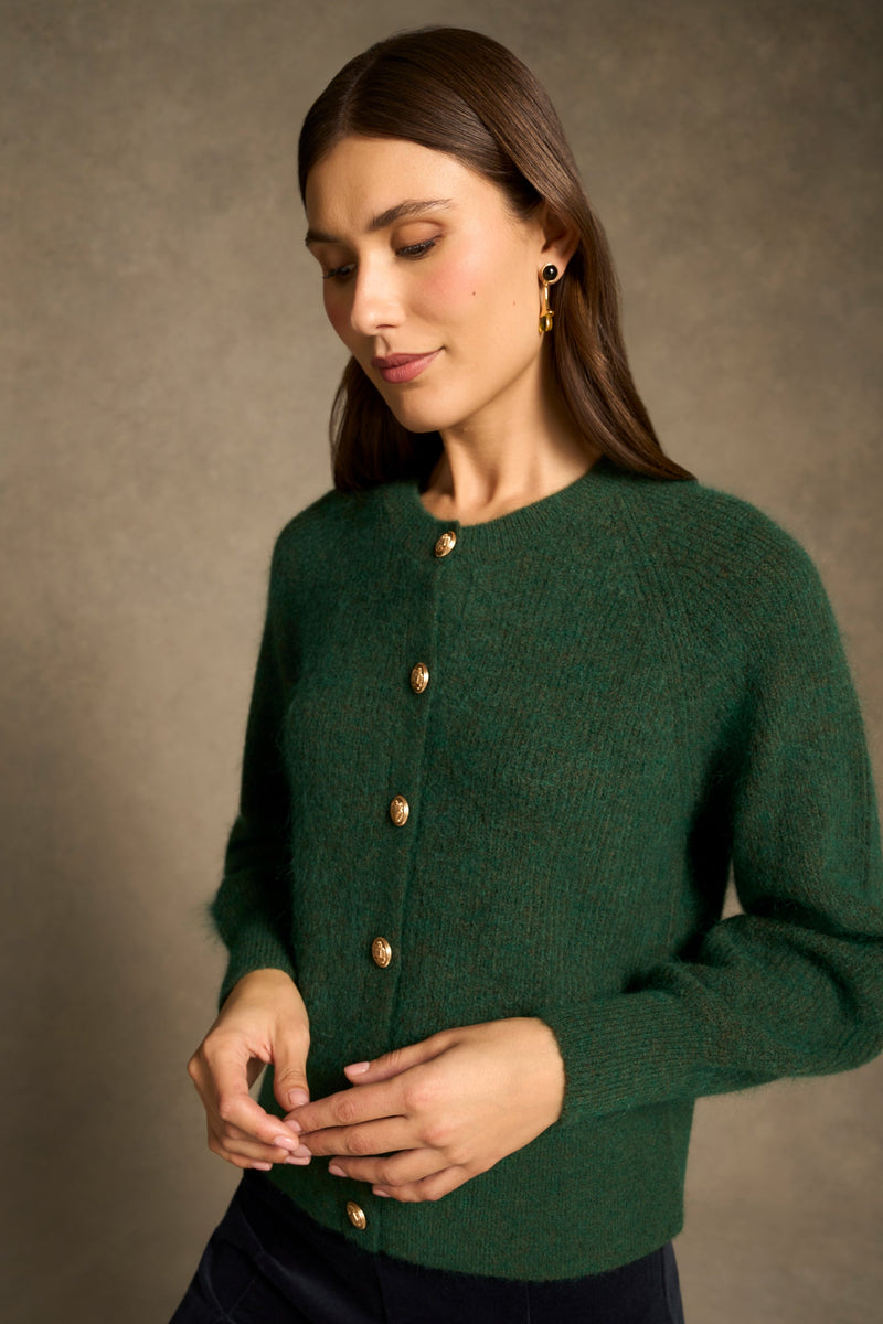 Blouson Sleeve Cardigan - Clover