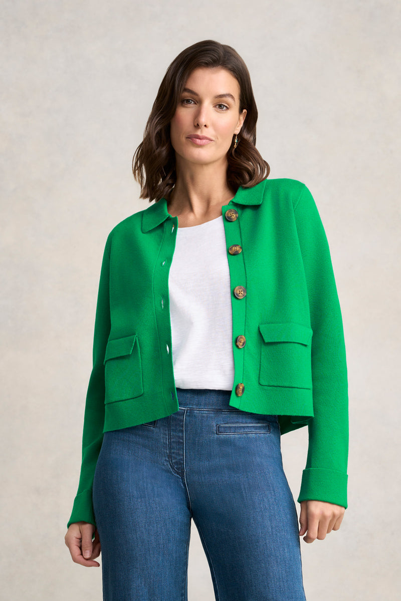 Milano Knit Jacket Emerald Blue Illusion