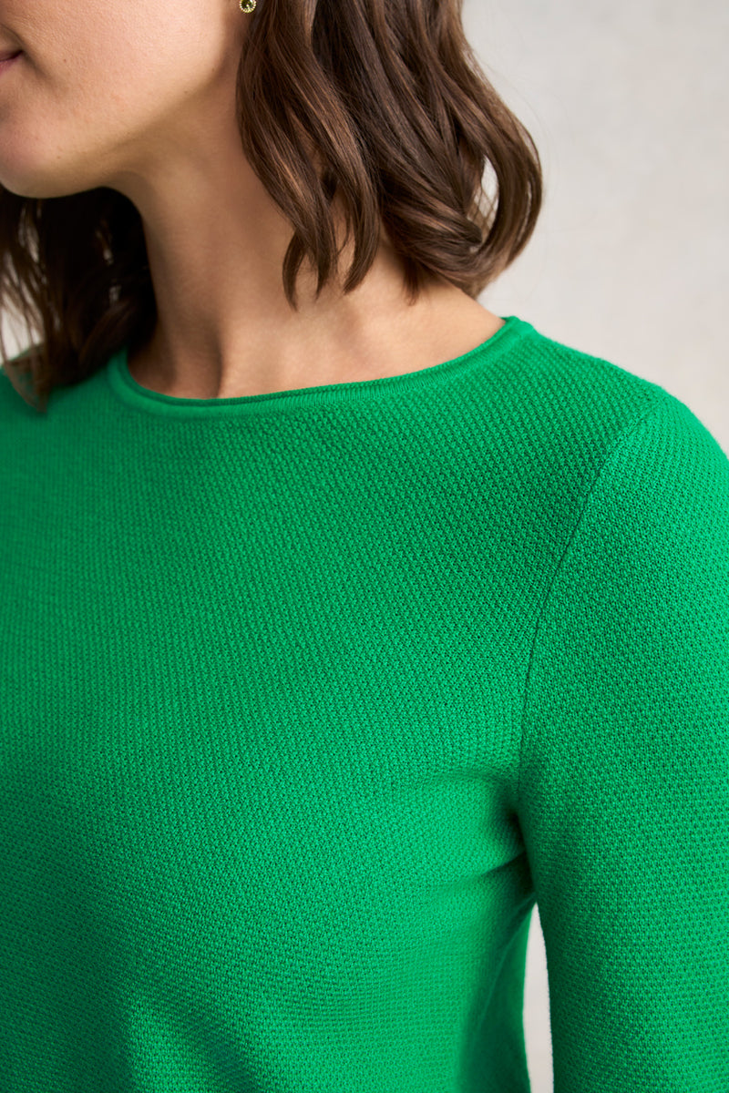 Cotton Mix Stitch Jumper - Emerald