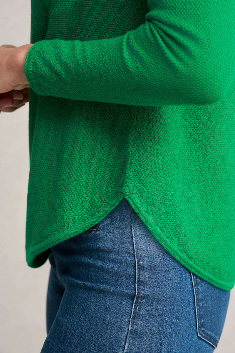 Cotton Mix Stitch Jumper - Emerald