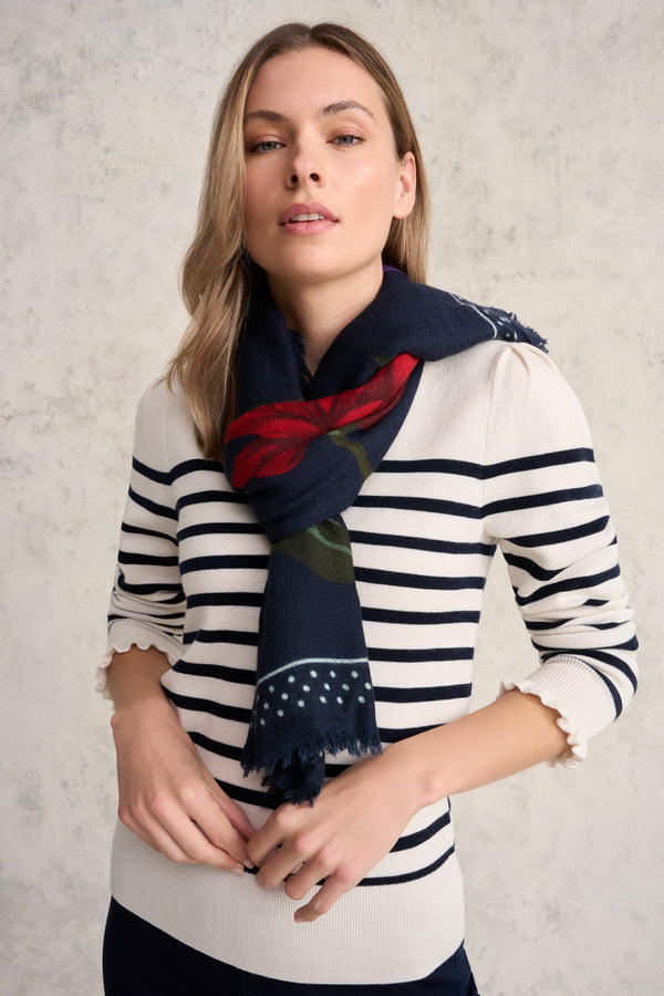 Catriona Midnight Floral Wool Scarf