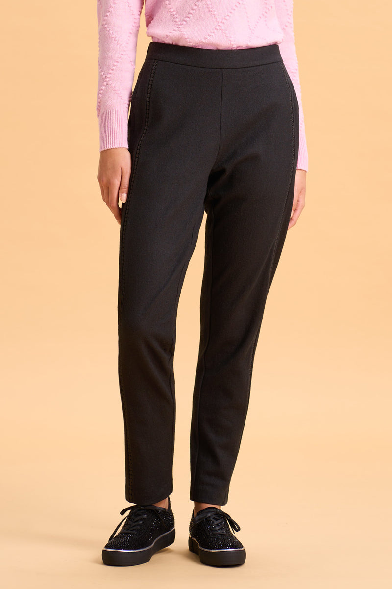 Wool Lace Insert Pant - Platinum