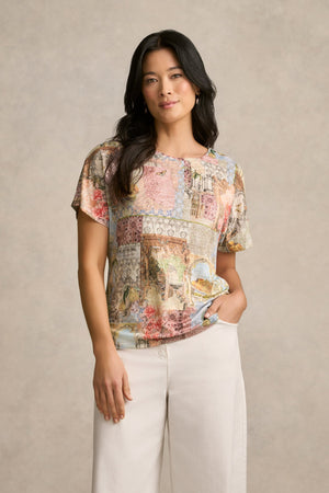 Printed Linen Tee Villa Fleurie Print