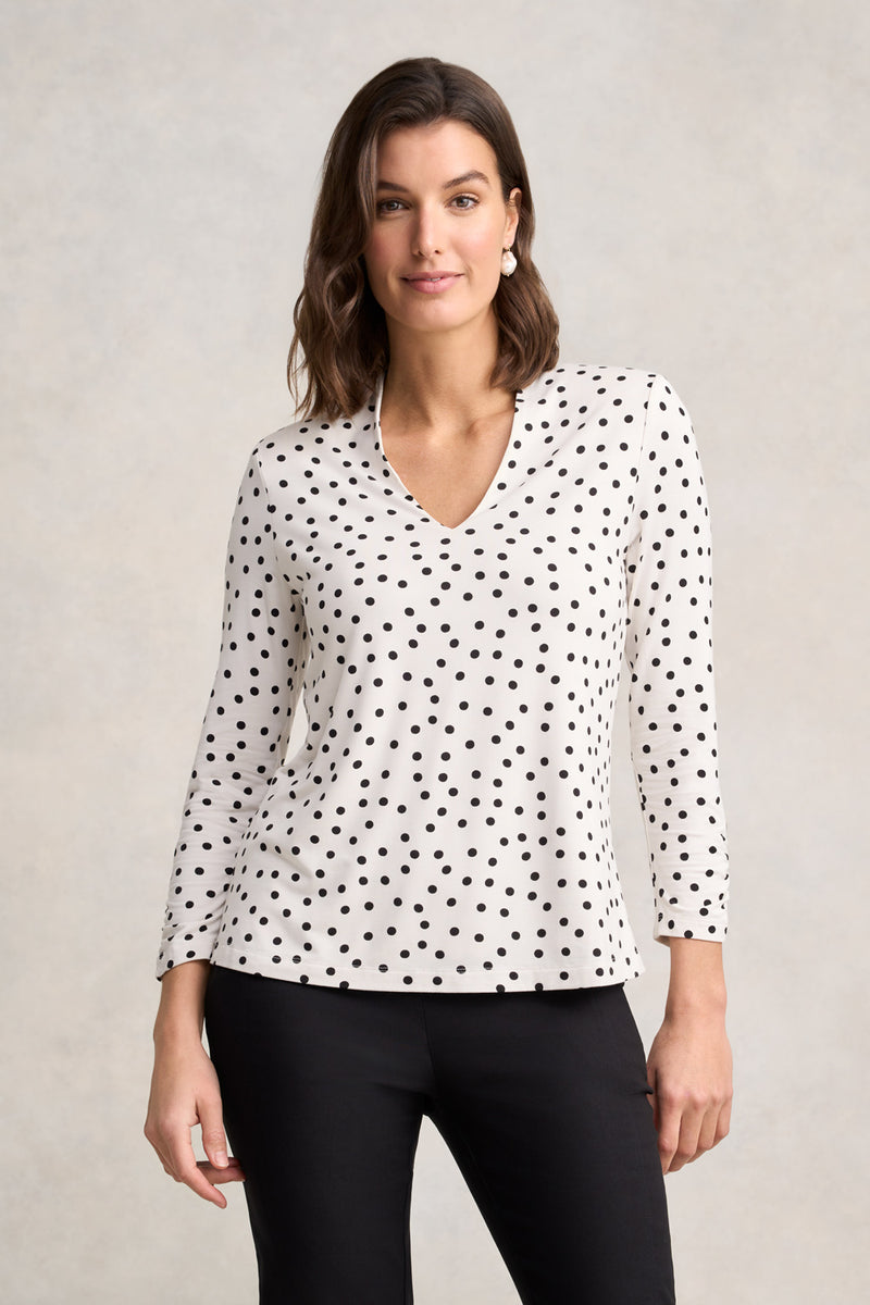 Ruched Sleeve T-Shirt – Spot Print