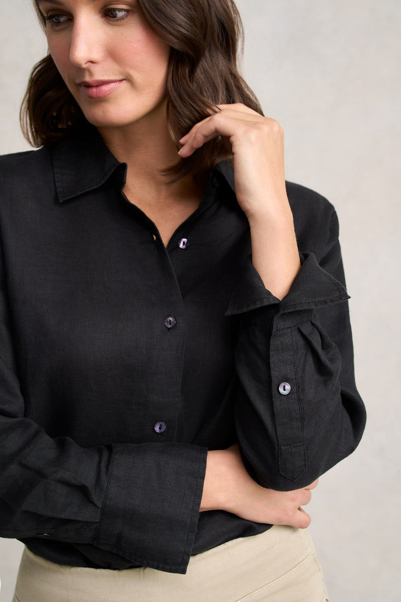 French Linen Shirt – Black