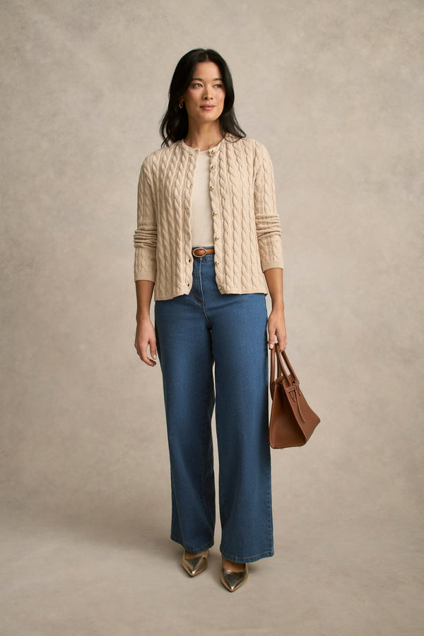 Cable Detailed Cardigan - Champagne
