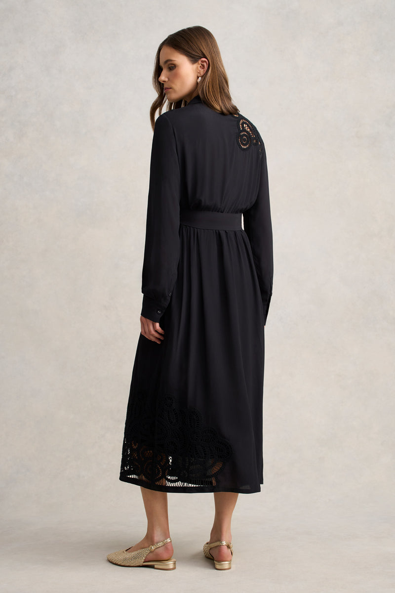 Lace Insert Dress – Black