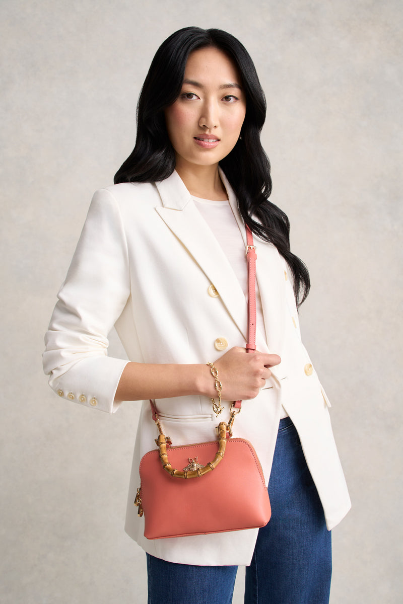 Bamboo Handle Handbag - Blush