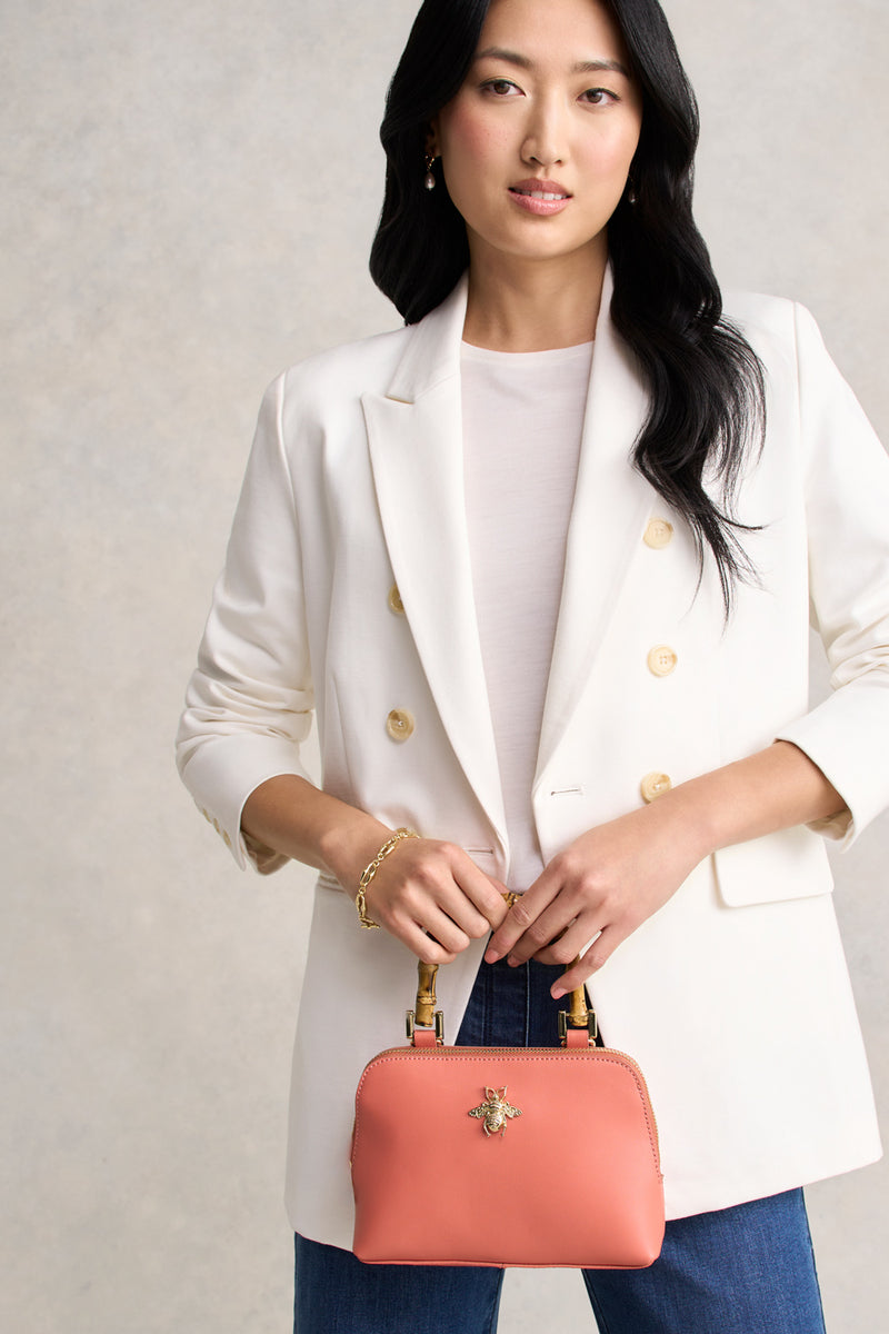 Bamboo Handle Handbag - Blush