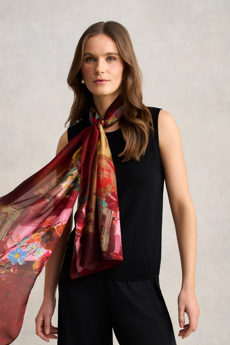 Spring Floral Scene Scarf – Multicolour