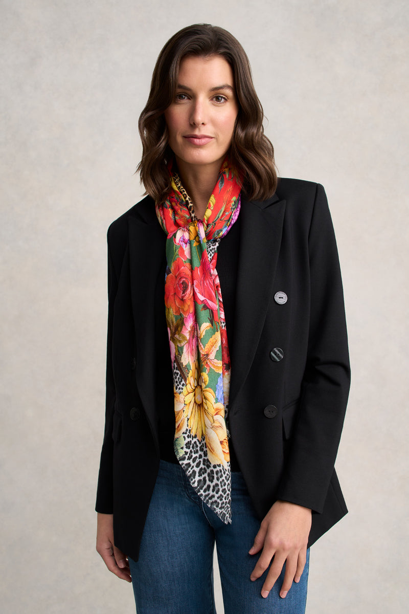 Floral Animal Square Scarf – Multicolour