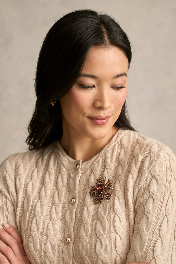 Embellished Star Brooch - Plum