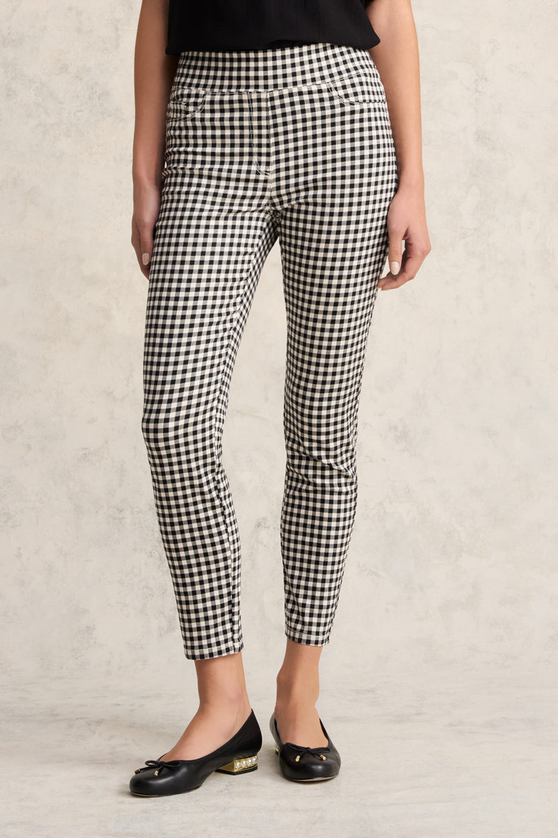 Bengajean Ankle Length Skinny Leg - Black and Ecru Gingham