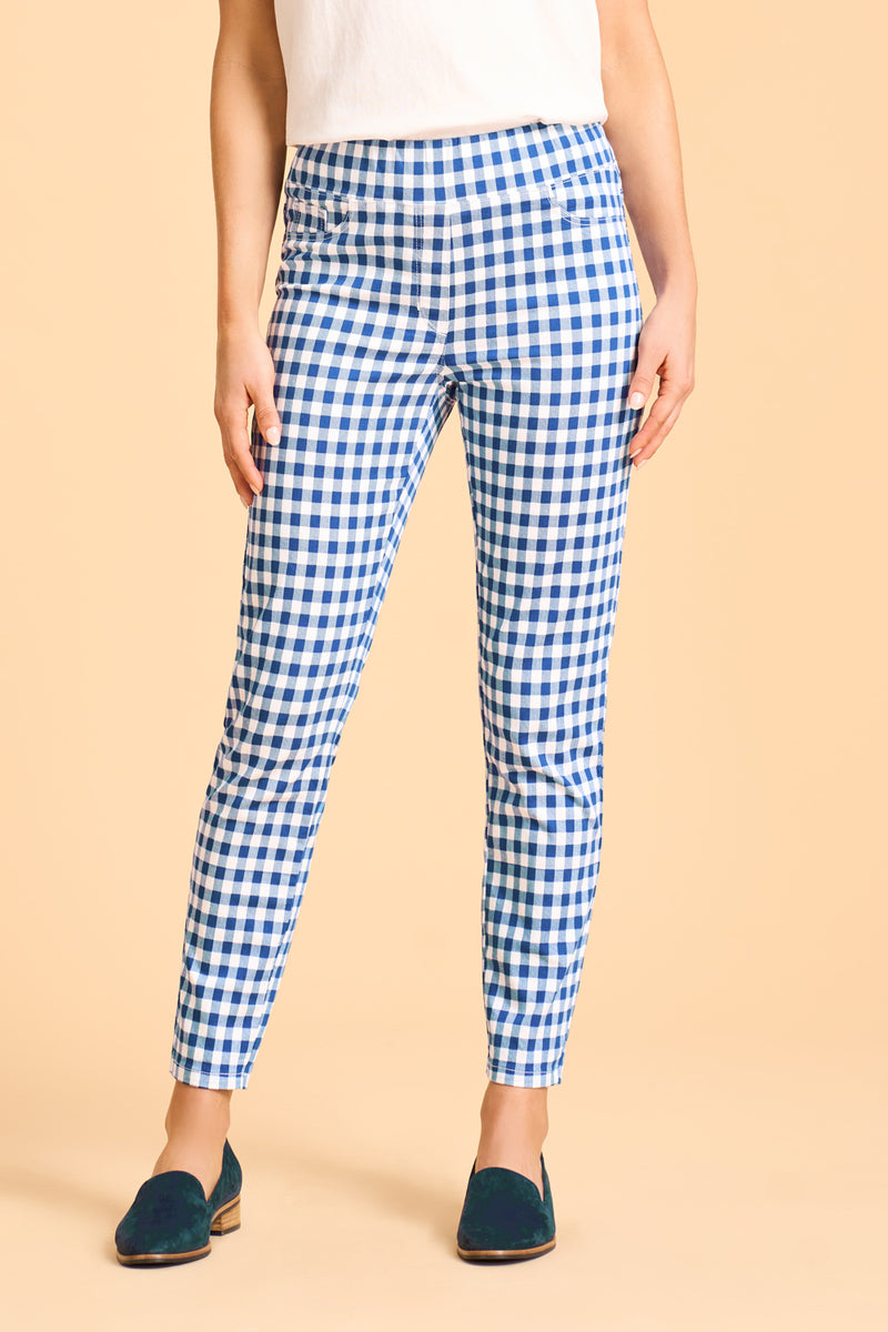 Bengajean Ankle Length Skinny Leg - Azure Gingham