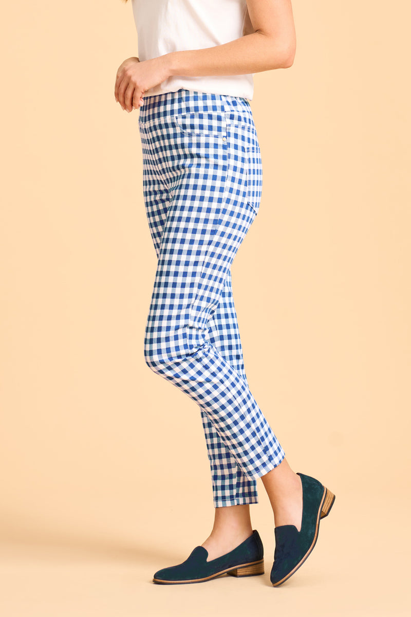 Bengajean Ankle Length Skinny Leg - Azure Gingham