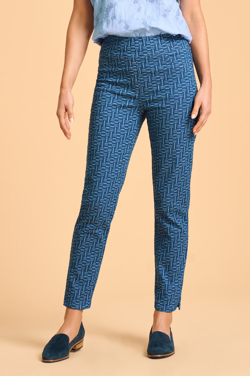 Bengajean Ankle Length Slim Leg - Geo Print Denim