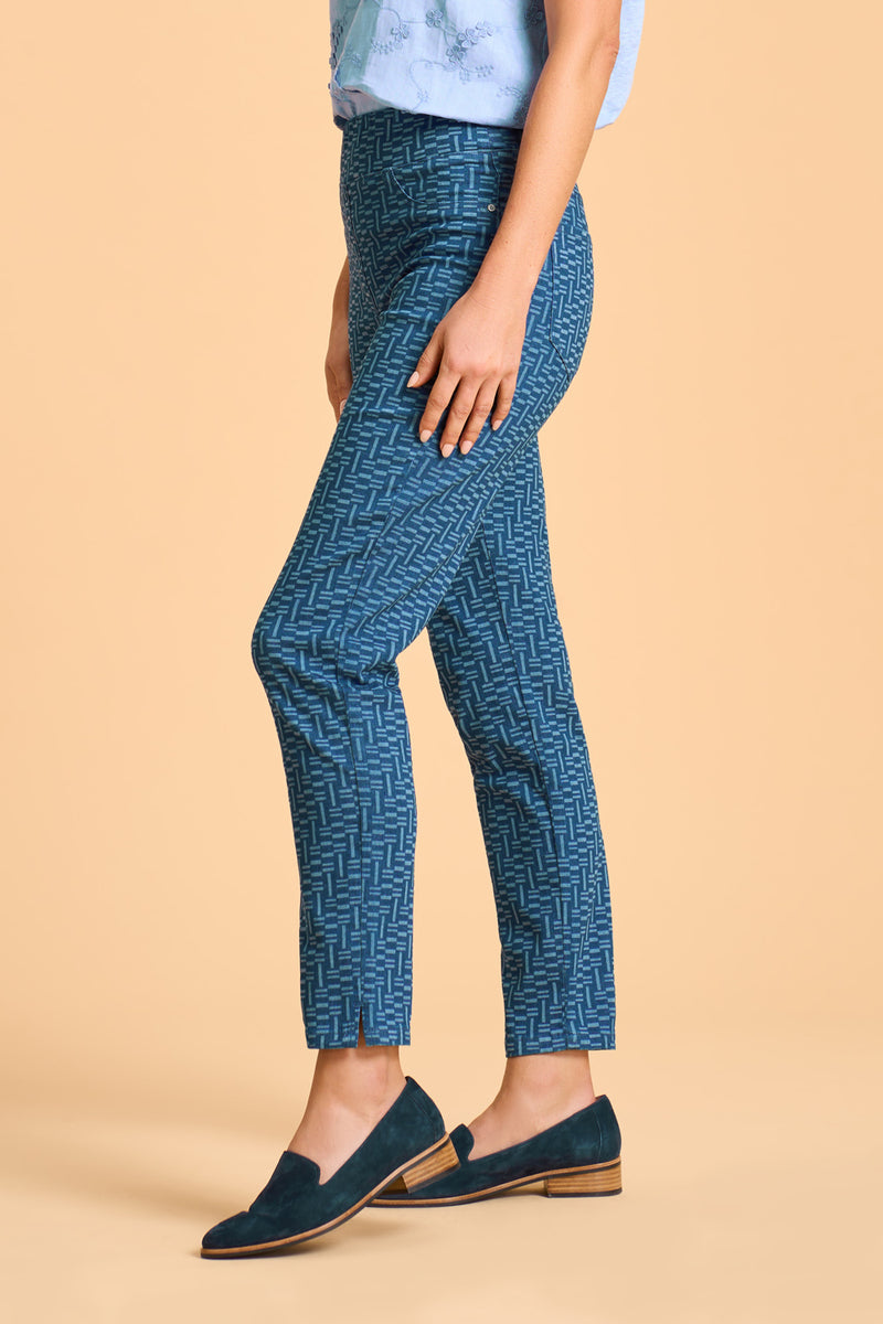 Bengajean Ankle Length Slim Leg - Geo Print Denim