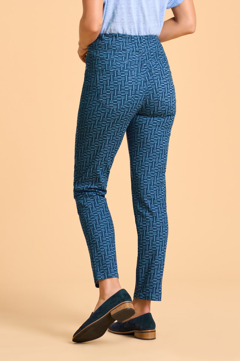 Bengajean Ankle Length Slim Leg - Geo Print Denim