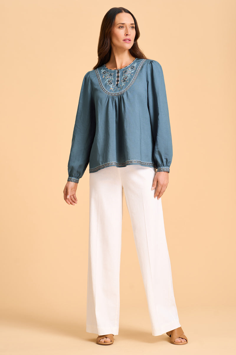 Embroidered Swing Blouse - Twilight