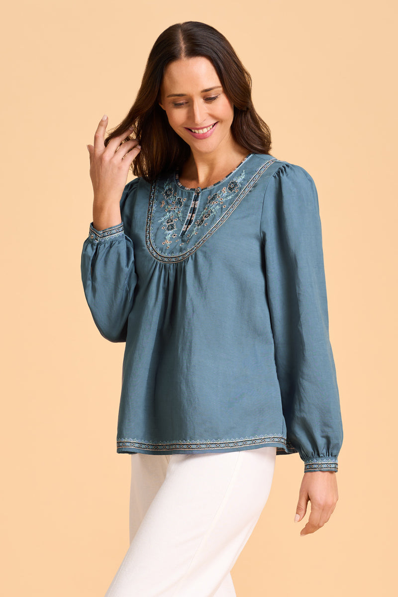 Embroidered Swing Blouse - Twilight