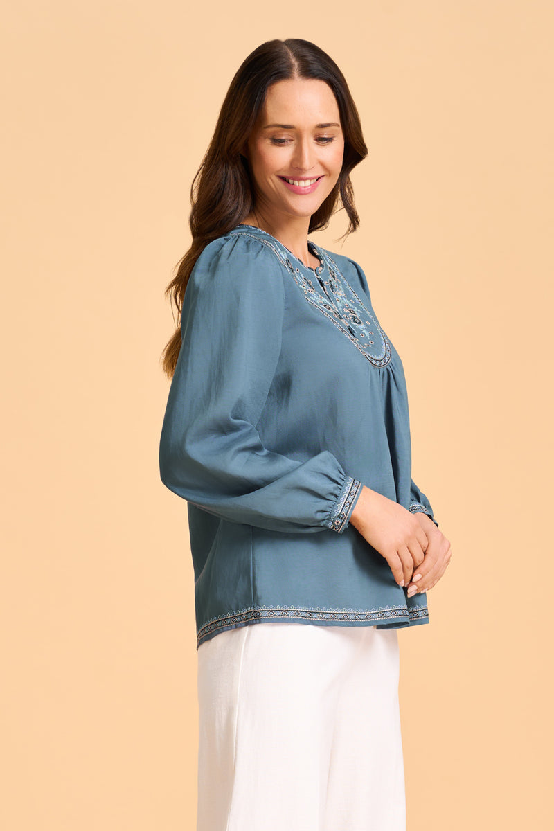 Embroidered Swing Blouse - Twilight