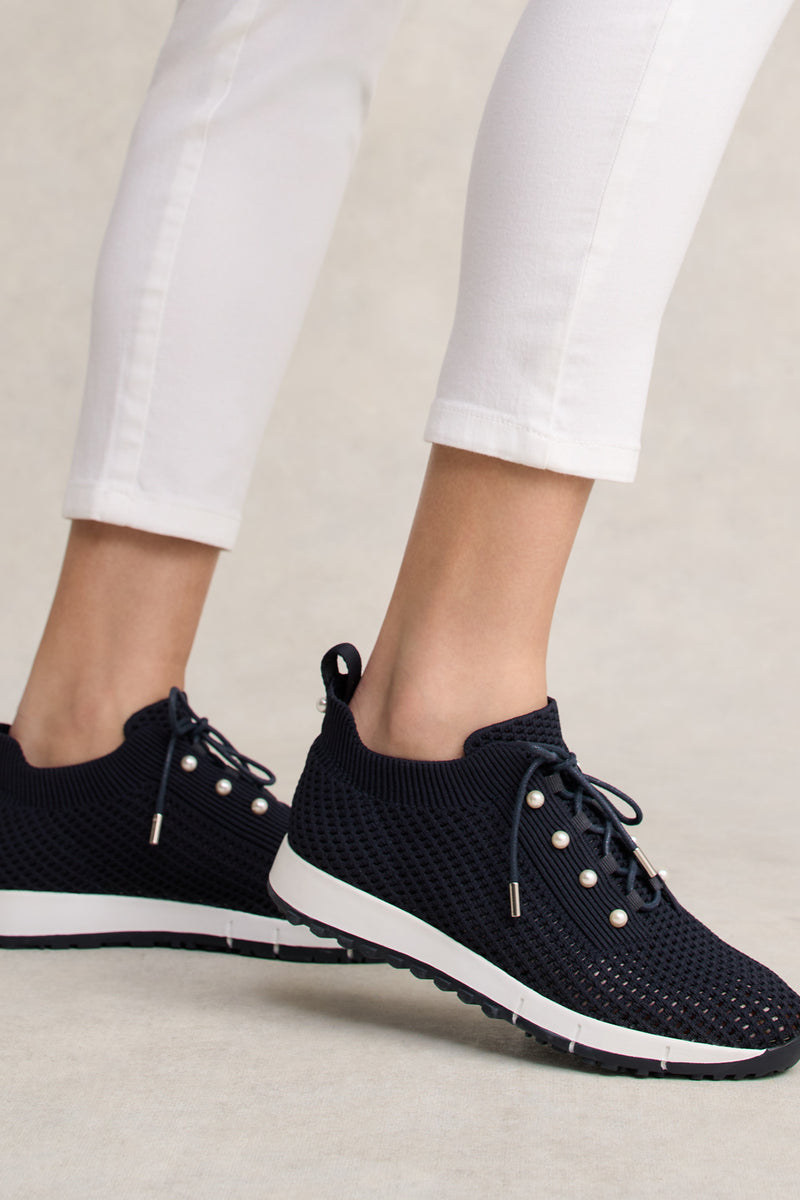 Perla Knit Sneaker - Navy