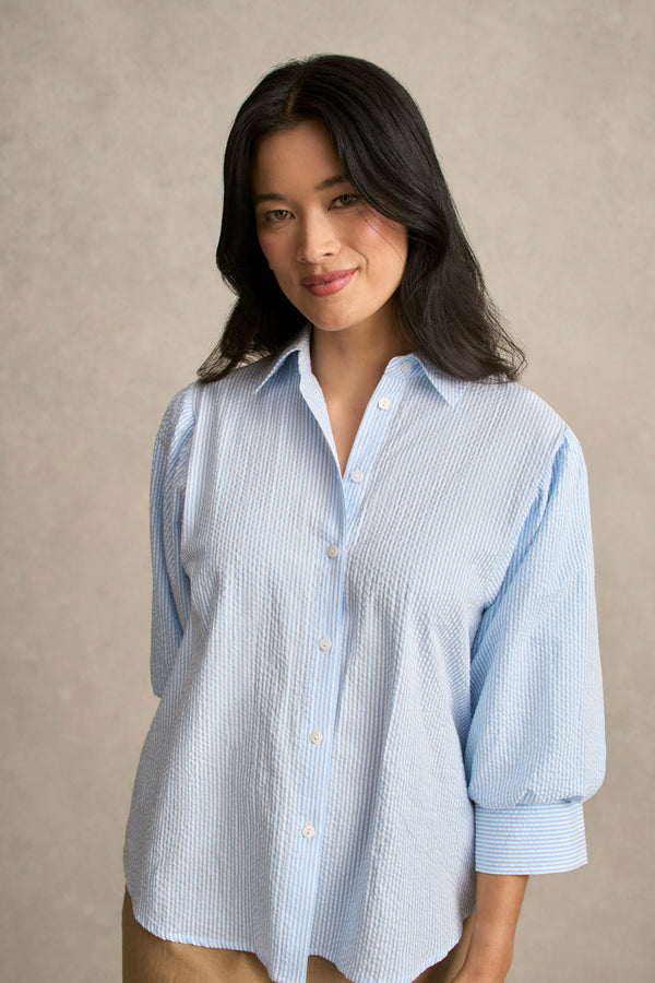 Seersucker Shirt - Blue Stripe