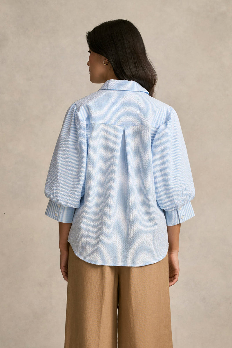 Seersucker Shirt - Blue Stripe